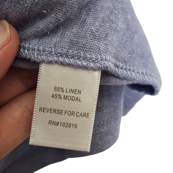 Garnet Hill Womens Linen & Modal Blend‎ Flutter Sleeve Top S Blue Boxy Oversized - Picture 4 of 8